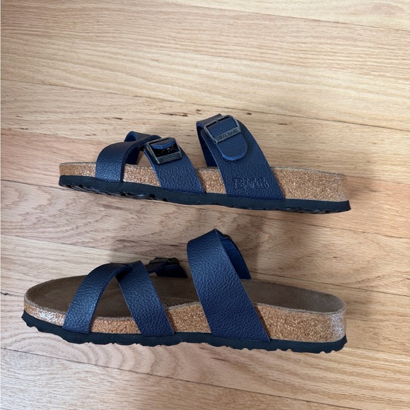 Birkenstock Birkis Navy Blue Sandals Womens 9 M 7 EU 40 Buckle Criss Cross Shoes - Picture 6 of 7